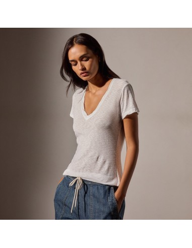 Sheer Slub Casual V Neck - White Les êtres humains sont 