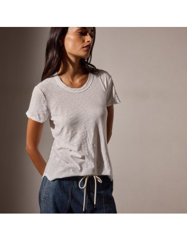 Sheer Slub Crew Neck Tee - White hantent personnes