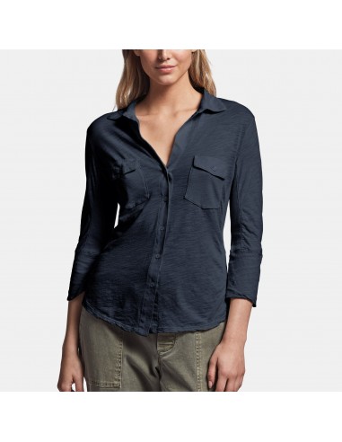 Sheer Slub Side Panel Shirt - French Navy 2023