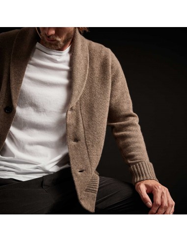 Shawl Collar Button Up Cardigan - Brown Stone acheter