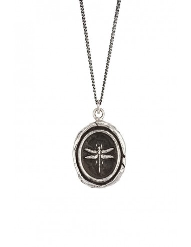 Pyrrha "Dragonfly" Talisman Necklace with 18" Fine Curb Chain français