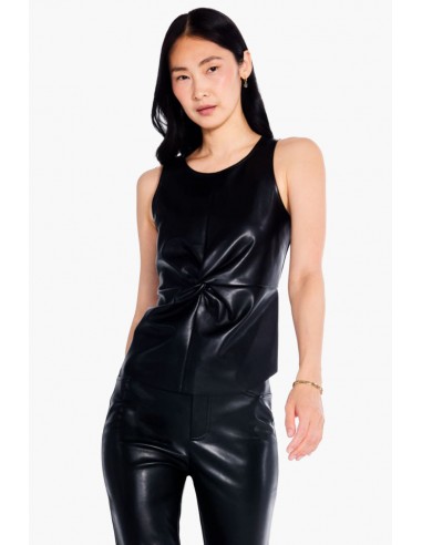 Nic + Zoe Faux Leather Twist Front Tank Paris Déstockage Promo