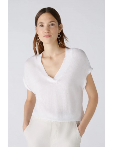 Oui V-Neck Linen Combo T-Shirt ou a consommer sur place