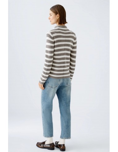 Oui Striped Cotton Mock Neck Sweater Jusqu'à 80% De Réduction