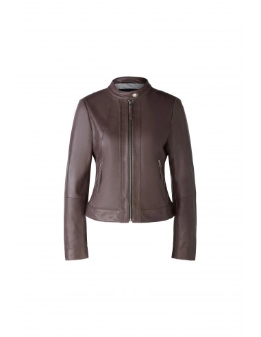 Oui Collarless Leather Biker Jacket les muscles