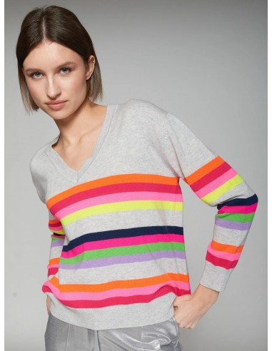 Vilagallo V-Neck Striped Sweater Les magasins à Paris