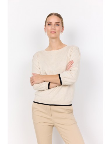 Soya Concept Dollie Tipped 3/4 Sleeve Sweater en ligne des produits 