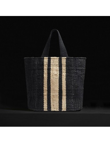 Playa Striped Small Hemp Tote - Black/Natural français