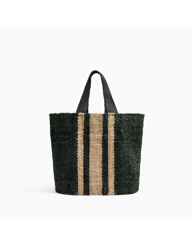 Playa Striped Small Hemp Tote - Petrol Green/Natural en stock