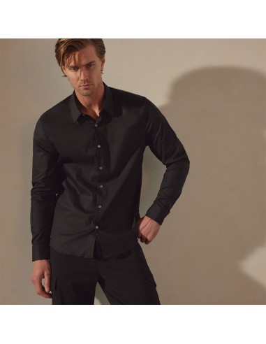 Matte Stretch Poplin Dress Shirt - Black ouvre sa boutique