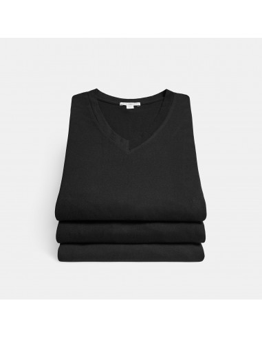 3 Pack Short Sleeve V Neck Tee - Black Les magasins à Paris et en Île-de-France