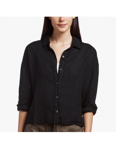 Canvas Linen Boxy Shirt - Black les muscles