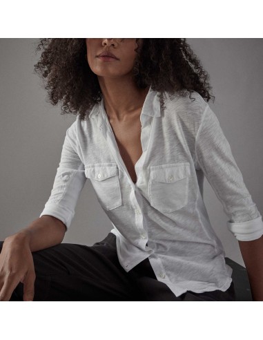 Sheer Slub Side Panel Shirt - White chez Cornerstreet bien 